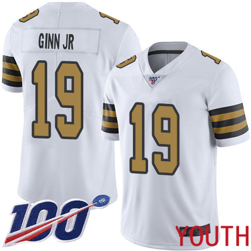 New Orleans Saints Limited White Youth Ted Ginn Jr Jersey NFL Football #19 100th Season Rush Vapor Untouchable Jersey
